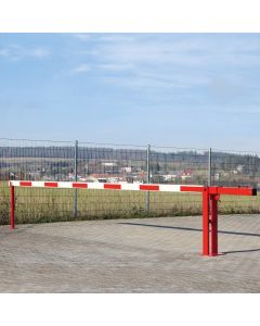 Handbediende slagboom met pendelsteun, tegengewicht, overspanning 239 cm, rood/wit